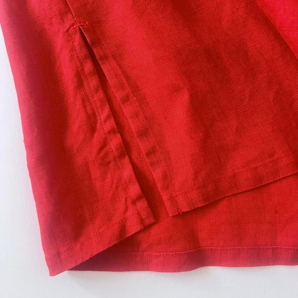 Chico’s Women's red linen button down Shirt with pockets - Picture 5 of 8